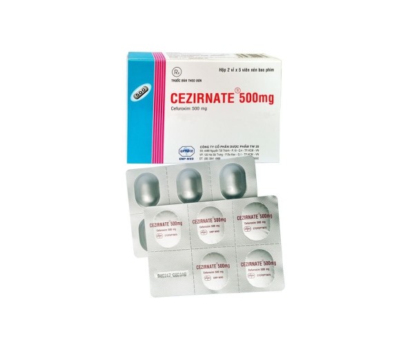 Thuốc kháng sinh Cezirnate 500mg (2 vỉ x 5 viên/hộp)